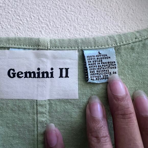 Vintage Gemini II Women's Green Butterflies Pockets Short Sleeve Boxy Dress L - Picture 6 of 7